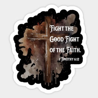 1 Timothy 6:12 Bible Verse with Cross Sticker